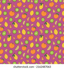 Patrón vectorial de frutos sin foco.  Impresión decorativa para envolturas, papel pintado, tela, textil.