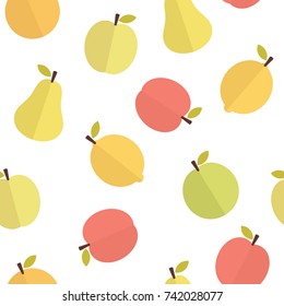 Seamless vector pattern with fruits on the white background