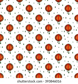 Seamless vector pattern with fruits. Symmetrical background with watermelons on the white backdrop. Series of Fruits and Vegetables Seamless Patterns.