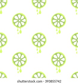 Seamless vector pattern with fruits. Symmetrical background with limes on the white backdrop. Series of Fruits and Vegetables Seamless Patterns.