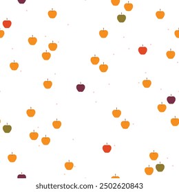 Seamless vector pattern with fun apples. Scandi theme design. Cute hand drawn fruity background for fabric, wallpaper, textile, packaging, card, print, gift, wrapping paper, apparel.