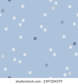 Seamless vector pattern with fun snowflakes. Scandi theme design. Cute hand drawn Christmas background for fabric, wallpaper, textile, packaging, card, print, gift, wrapping paper, apparel.