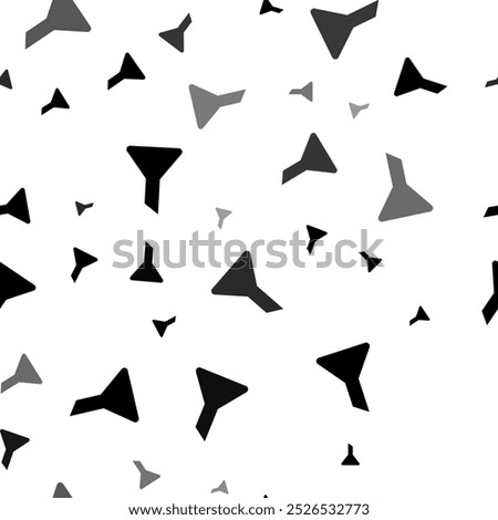 Seamless vector pattern with funnel symbols, creating a creative monochrome background with rotated elements. Vector illustration on white background