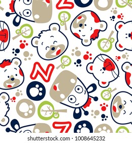 seamless vector pattern with funny animals cartoon
