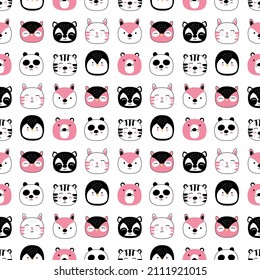 Seamless vector pattern with funny animals, perfect for backgrounds, wrapping paper, etc.