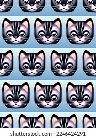 Seamless vector pattern of funny cat faces