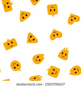 Seamless vector pattern with funny emoticons. Happy emoji pattern in cartoon style. Great design for any purpose.
