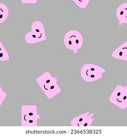Seamless vector pattern with funny emoticons.Happy emoji pattern in cartoon style.Great design for any purpose.
