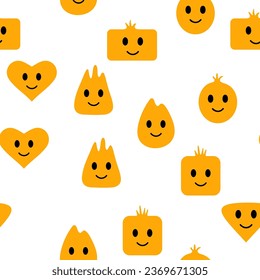 Seamless vector pattern with funny emoticons.Happy emoji pattern in cartoon style.Great design for any purpose.