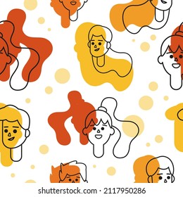 Seamless vector pattern. Funny pattern with faces. multicolored pattern. Textile design. Packaging design.