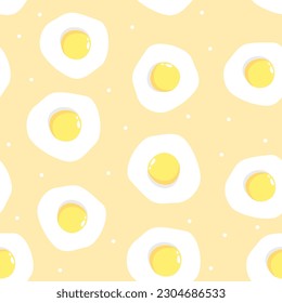 Seamless vector pattern. Funny fried eggs. Food on a white background. 