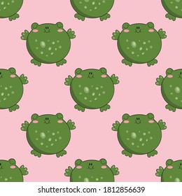 Seamless vector pattern with funny frog