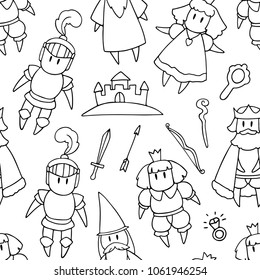 Seamless vector pattern with funny medieval characters.