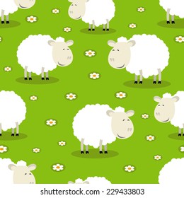 Seamless vector pattern of funny sheep symbol of 2015 