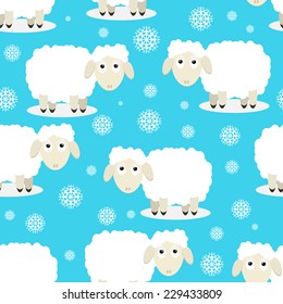 Seamless vector pattern of funny sheep symbol of 2015 
