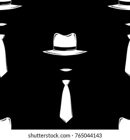 Seamless vector pattern. Gangster style black and white pattern.