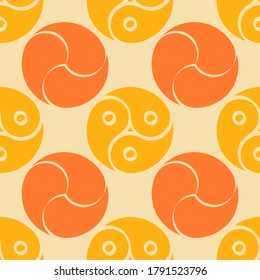 Seamless vector pattern with Gankyil tibetan symbol