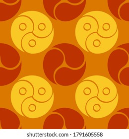 Seamless vector pattern with Gankyil tibetan symbol