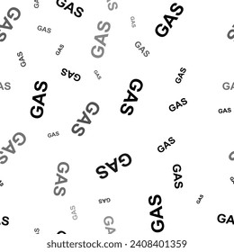 Seamless vector pattern with gas text symbols, creating a creative monochrome background with rotated elements. Vector illustration on white background