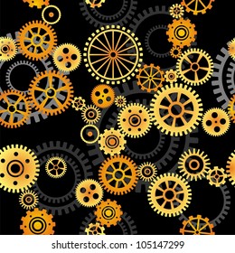 seamless vector pattern- gears on dark background