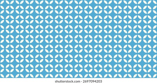 Seamless vector pattern geometric abstract retro circle repeat shapes blue white decorative stylish tile minimal background wallpaper textile fabric wrapping paper trendy modern contemporary design