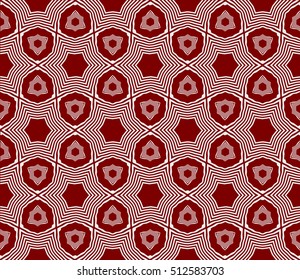 Seamless vector pattern. Geometric abstraction. Silver on the red. Vector illustration. For the interior design, wallpaper, background, decoration print, fill pages.