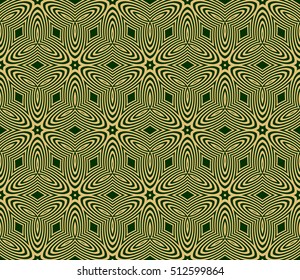Seamless vector pattern. Geometric abstraction. Gold on the green. Vector illustration. For the interior design, wallpaper