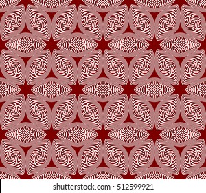 Seamless vector pattern. Geometric abstraction. Silver on the red. Vector illustration. For the interior design, wallpaper, background, decoration print, fill pages.