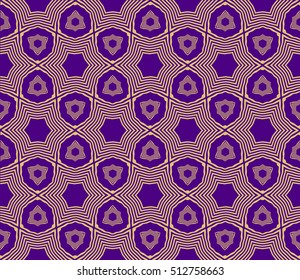 Seamless vector pattern. Geometric abstraction. Gold on the blue. Vector illustration. For the interior design, wallpaper