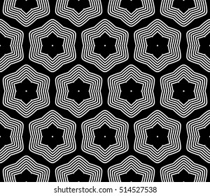 Seamless vector pattern. Geometric abstraction. silver on the black. Vector illustration. For the interior design, wallpaper