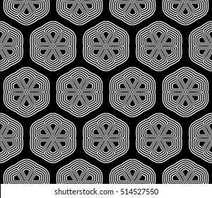 Seamless vector pattern. Geometric abstraction. silver on the black. Vector illustration. For the interior design, wallpaper