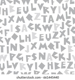 Seamless vector pattern from geometric alphabet. Letters on a white background. Font and lettering.
