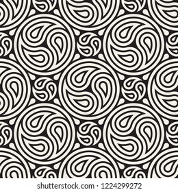 Seamless vector pattern geometric background. Geometric floral lines lattice. Rounded repeating abstract design elements. 