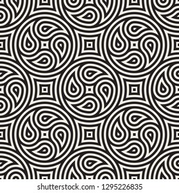 Seamless vector pattern geometric background. Geometric floral lines lattice. Rounded repeating abstract design elements. 