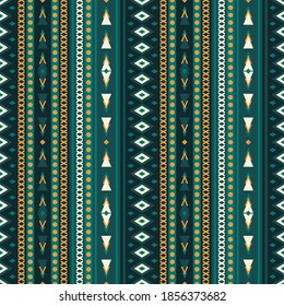 Seamless vector pattern with geometric ethnic ornament. Aztec tribal background. Boho textile design.
