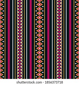 Seamless vector pattern with geometric ethnic ornament. Aztec tribal background. Boho textile design.