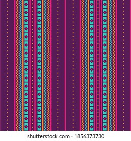 Seamless vector pattern with geometric ethnic ornament. Aztec tribal background. Boho textile design.