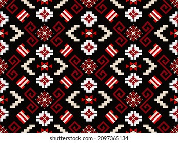 Seamless vector pattern with geometric ethnic ornament. Boho textile design. Turkish, Indian, Peruvian, Aztec, Mexican and other traditional folk motives. 
