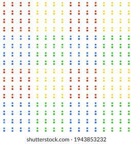 Seamless vector pattern with geometric mesh pattern multicolored polka dots and squares on a white background. Illustration for hoop, surface, packaging.