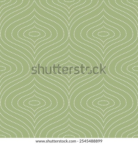 Seamless vector pattern, geometric Ogee white on sage green, great for textile, wallpaper