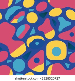seamless vector pattern geometric organic shapes and forms textile fabric or ceramic tiles background