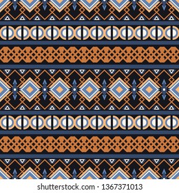 Seamless vector pattern with geometric ornament in ethnic motifs. Background for printing on paper, wallpaper, covers, textiles, fabrics, for decoration, decoupage, scrapbooking and other 