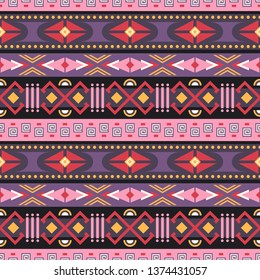 Seamless vector pattern with geometric ornament in ethnic motifs. Background for printing on paper, wallpaper, covers, textiles, fabrics, for decoration, decoupage, scrapbooking and other 