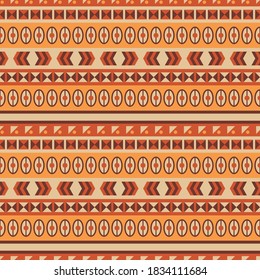 Seamless vector pattern with geometric ornament. Ethnic textile design. Background with Aztec, Mexican, Peruvian folk motives.
