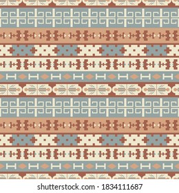 Seamless vector pattern with geometric ornament. Ethnic textile design. Background with Aztec, Mexican, Peruvian folk motives.