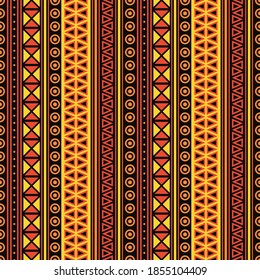 Seamless vector pattern with geometric ornament. Boho design for textiles. Background with ethnic motives.