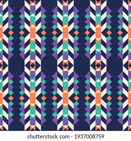 Seamless vector pattern with geometric ornament. Aztec ethnic design for textiles. Background with tribal motives. 
