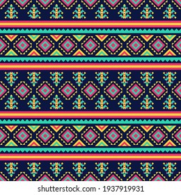 Seamless vector pattern with geometric ornament. Aztec ethnic design for textiles. Background with tribal motives. 