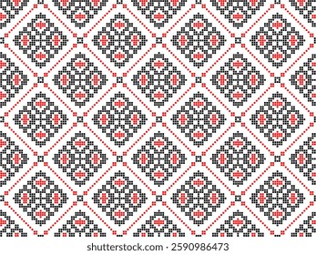 Seamless vector pattern with geometric ornament, Ukrainian ornament in ethnic style, identity, vyshyvanka, embroidery for print clothes, websites, banners
