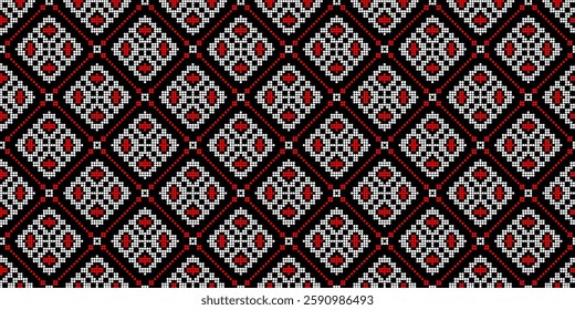 Seamless vector pattern with geometric ornament, Ukrainian ornament in ethnic style, identity, vyshyvanka, embroidery for print clothes, websites, banners